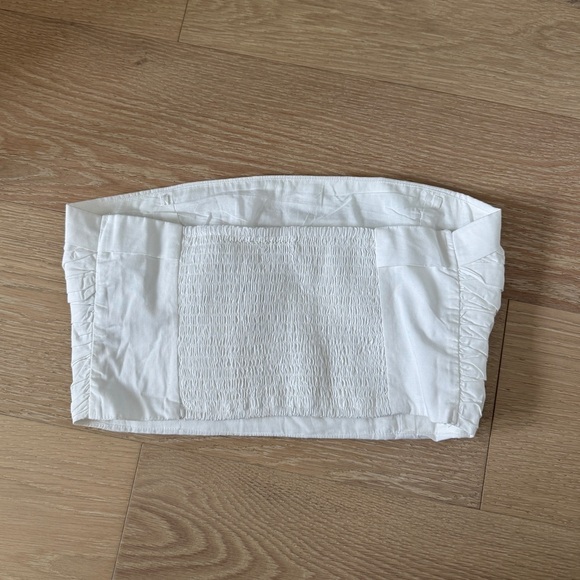 A&F Strapless Poplin Ruched Top White - Picture 4 of 4